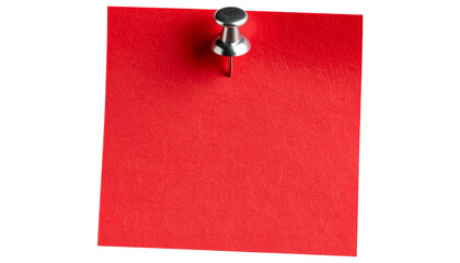 Red Sticky Note with red Pushpin Isolated on Transparent Background. Red sticky post it note with red pushpin isolated on white or transparent background. PNG