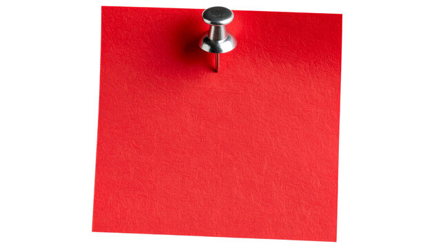 Red Sticky Note with red Pushpin Isolated on Transparent Background. Red sticky post it note with red pushpin isolated on white or transparent background. PNG
