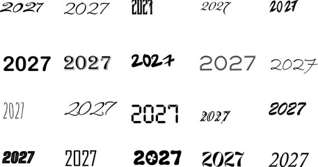 holiday, background, design, celebration, new year, illustration, graphic, vector, 2027, card, greeting, number, year, symbol, lettering, drawing, font, typography, party, decorative, sign, happy, 