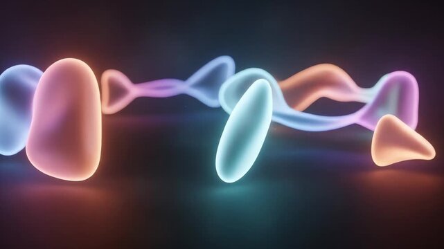 Bioluminescent organic shapes glowing on dark background