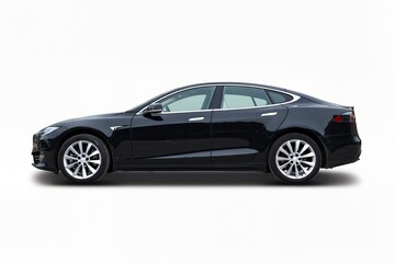 Obraz premium a black sedan car is isolated on a white background