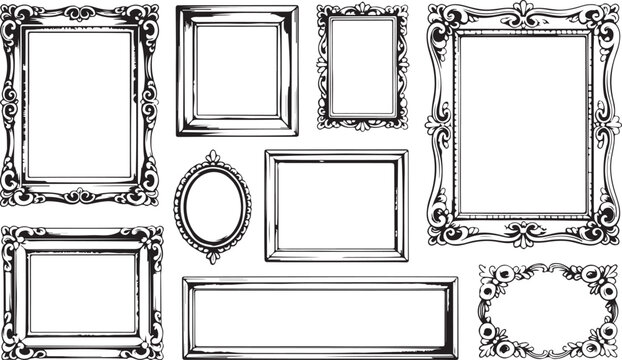Ornate Picture Frames Vector Set for Art Displays and Decorative Accents