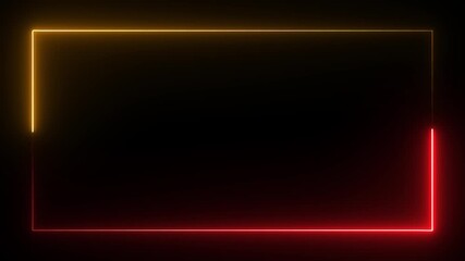 Abstract neon studio background. Square rectangle tow ton neon line picture frame with black background. red and green light moving for overlay element - Powered by Adobe