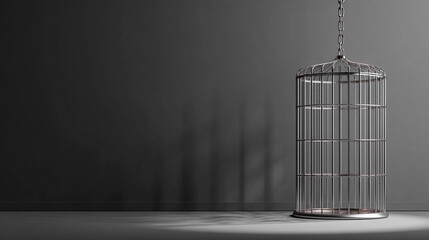 Circle metal Cage on gray background