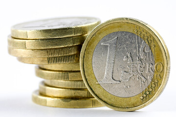 Stack of European coins, EUR currency