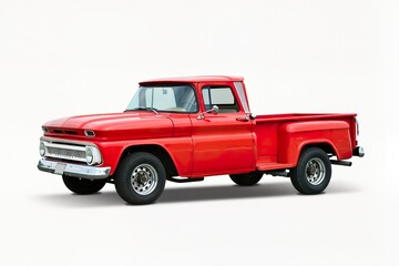 red pick-up truck isolated on white background