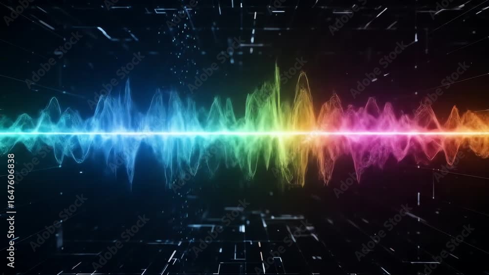 Aufkleber digital sound wave visualization with a rainbow color gradient
