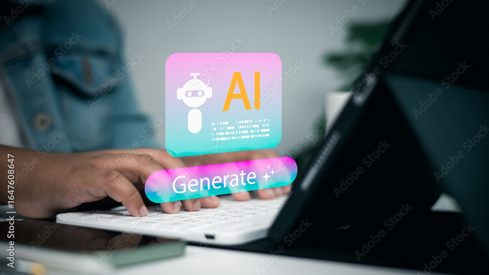 Poster artificial intelligence integration in business workflow, technology, and innovation. professional u