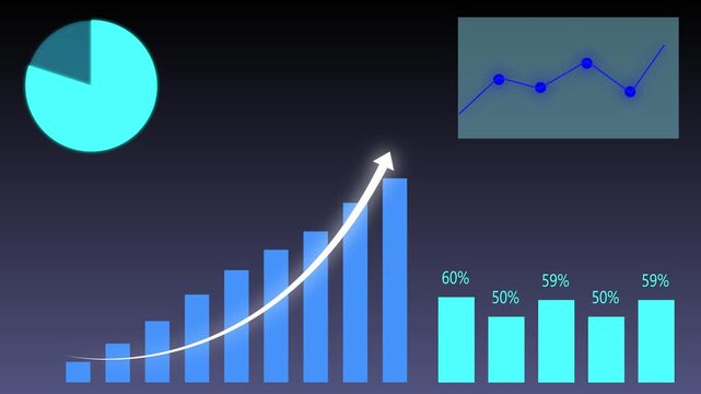 Business graph growth chat icon animation. business graph chat arrow The graph is showing a downward trend business crisis