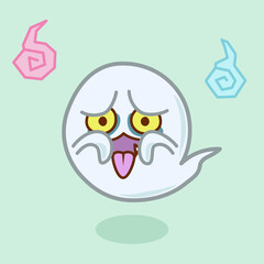 驚かしてくる怖い目つきのおばけのイラスト／
Illustration of a scary ghost with scary eyes