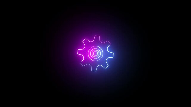 3 white gears spinning. Group of gears. Alpha channel. Gears rotating animation. cogwheel gear icon logotype rotating animation.