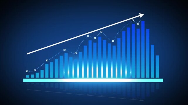 Futuristic sales projection displaying an upward trend in revenue. Visual representation of data analytics. professional concept business graph and white color line. on the gradient background