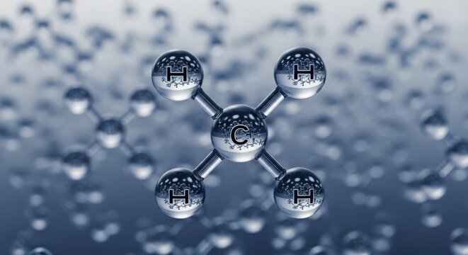 Methane Molecule Structure In Water Molecules Background