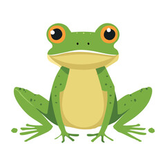 A Cute Green Frog Character Sitting Upright and Posing