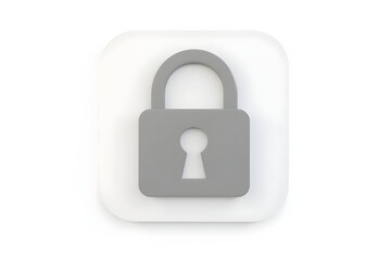 Padlock Icon Rendering on White Background Minimalist Style