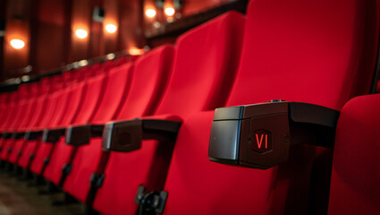 Rows of Red Theater Seats Offering Comfort and Entertainment Empty Cinema Ready for Audience Anticipating a Show Luxury Seating in a Performance Venue
