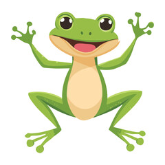 Happy Frog with Flowers and a Waving Hand