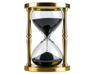 Modern Gold Frame Hourglass with Black Sand PNG