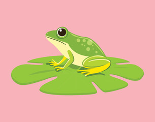 A Happy Frog Smiling on a Lily Pad in a Pond