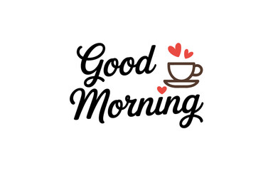 Good Morning Coffee Cup with Heart Accent, Warm Wishes and a Fresh Start