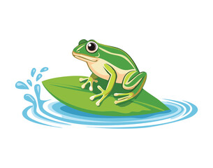 Cheerful Frogs on a Lily Pad with a Butterfly