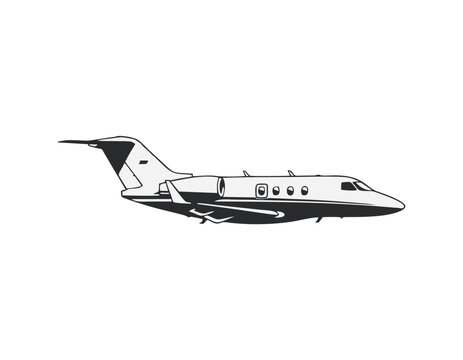 Minimalist vector of a small private jet silhouette.