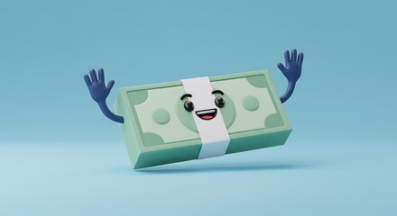 Animated money stack with smiling face