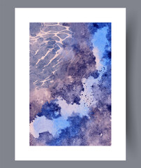 Beautiful Abstract Watercolor Artwork Featured in Striking Blue and Purple Color Tones