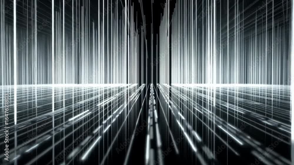 Poster futuristic digital data stream visualization with dynamic light lines