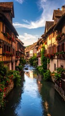 Charming European town waterway
