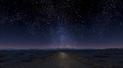 degree starry night desert landscape, desert, night sky, stars, equirectangular, projection, environment map, hdri. Starry Desert. Illustration.