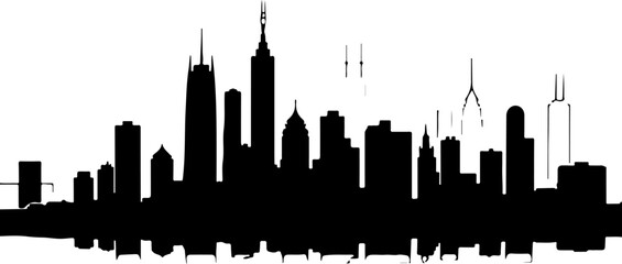 Naklejka premium World Landmark City Skyline Silhouette – Global Urban Vector Art