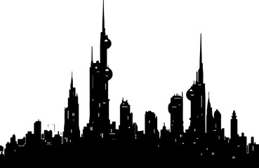 Naklejka premium World Landmark City Skyline Silhouette – Global Urban Vector Art
