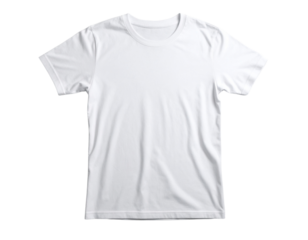  Plain white T-shirt lying flat on white surface isolated on transparent background PNG