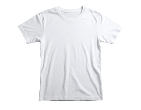  Plain white T-shirt lying flat on white surface isolated on transparent background PNG