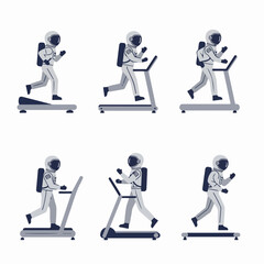 Obraz premium Space Training Regimen: Astronauts Engaging in Treadmill Workouts for Physical Fitness and Mission Preparation.