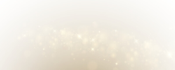 Christmas glowing bokeh confetti light and glitter texture overlay for your design. Festive sparkling gold dust png. Holiday powder dust for cards, invitations, banners, advertising.	
