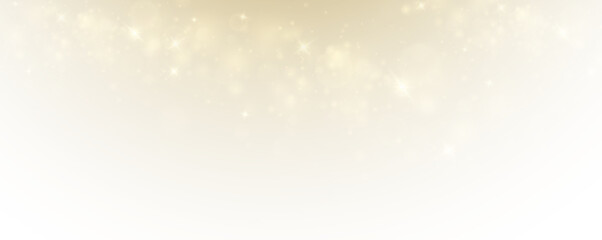 Christmas glowing bokeh confetti light and glitter texture overlay for your design. Festive sparkling gold dust png. Holiday powder dust for cards, invitations, banners, advertising.	
