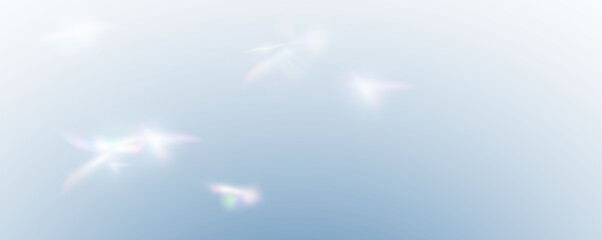 Set of rainbow light flares, reflection effect, falling confetti. Light rainbow lights with...