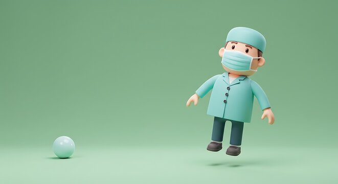 Cartoon doctor with mask illustration