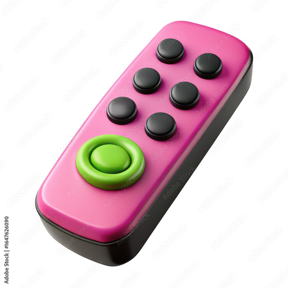 Aufkleber 3d pink game controller with green button isolated on transparent background