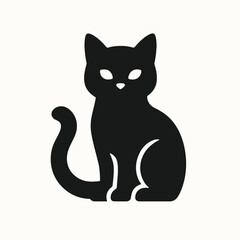 black vector icon of a cat sitting