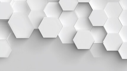 Abstract 3D white honeycomb pattern with shadows, on gray gradient backdrop
