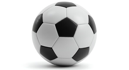 Obraz premium A classic black and white soccer ball with its traditional pattern, isolated on a clean white background.