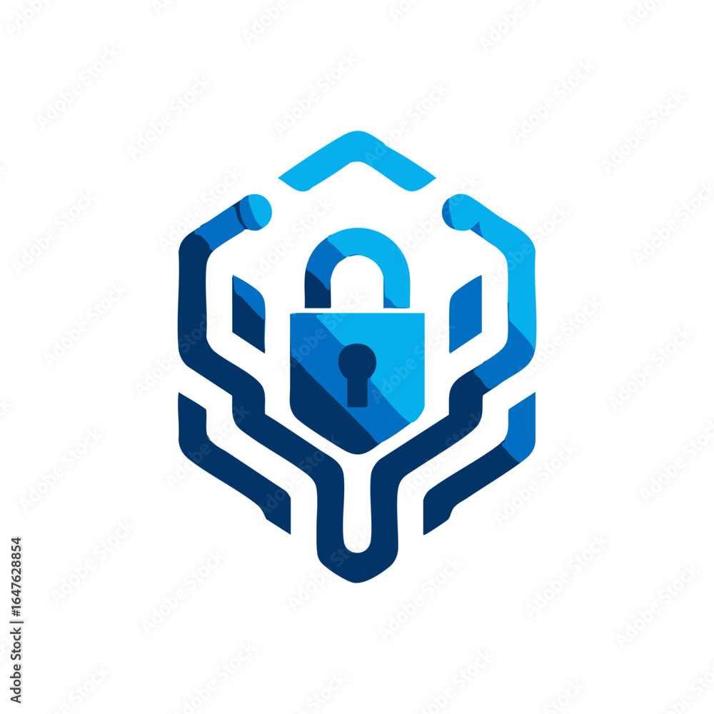 Poster vector icon cybersecurity technology logo design concept for data protection network security and pr