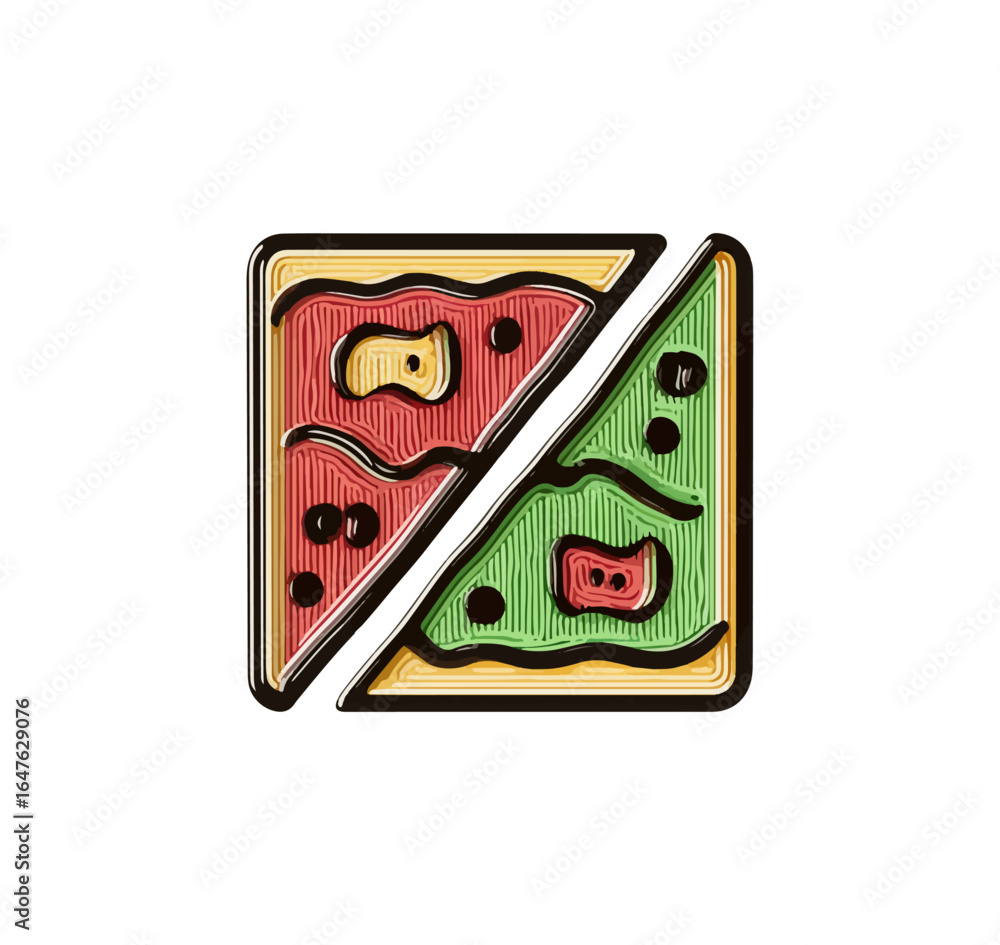 Poster two slices of pizza design with 3 d texture