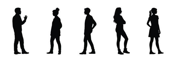 Silhouettes of Children standing vector isolated on white background