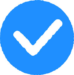 Blue Hand Drawn Check Mark Inside Circular Frame Vector Icon