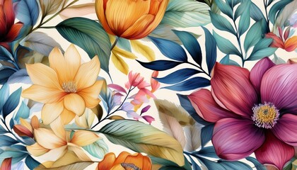 luxurious watercolor floral seamless pattern vibrant botanical print for design textile packaging fabric wallpaper branding stationery wrapping paper interior decor