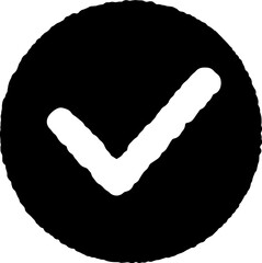 Black Hand Drawn Check Mark Inside Circular Frame Vector Icon